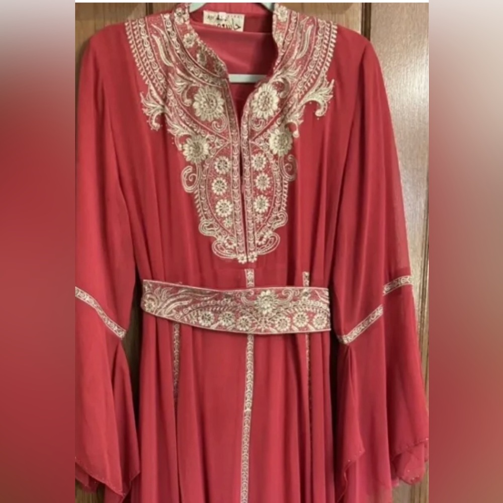 Beautiful Palestinian dress, embroidery, stitched; thobe ; thoub.